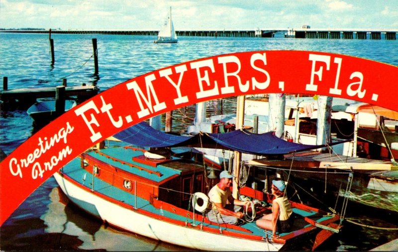 Florida Fort Myers Greetings Showing Marina and River