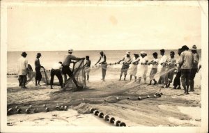 Hukilau Fishing Nets Hawaii HI US ARMY APO Cancel Real Photo Postcard