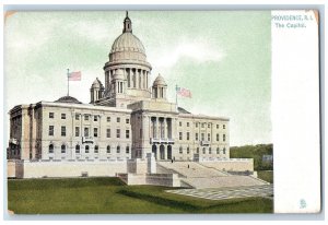 Providence Rhode Island Postcard The Capitol Building Exterior Flag Scene c1905s