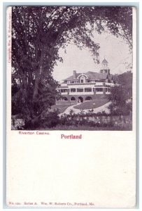 c1905 Riverton Casino Building Entrance Restaurant Road Portland ME Postcard 