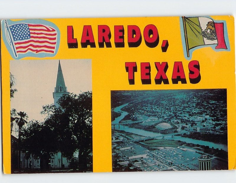Postcard San Augustine Church & Internal Bridge Laredo Texas USA