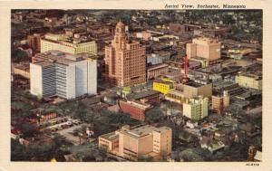 Rochester Minnesota Aerial View~Medical Center-Street-Cars-1954 Postcard