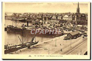 Old Postcard Saint Malo Pools and City Boat