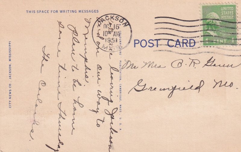 Cloverleaf Intersection Jackson Mississippi Scenic Birds Eye View Postcard D58