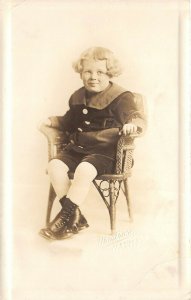 Columbus Ohio c1915 RPPC Real Photo Postcard Young Girl Curls Sitting in Chair