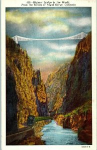 Bridges Postcard Suspension Bridge over the Royal Gorge Canyon City Colorado
