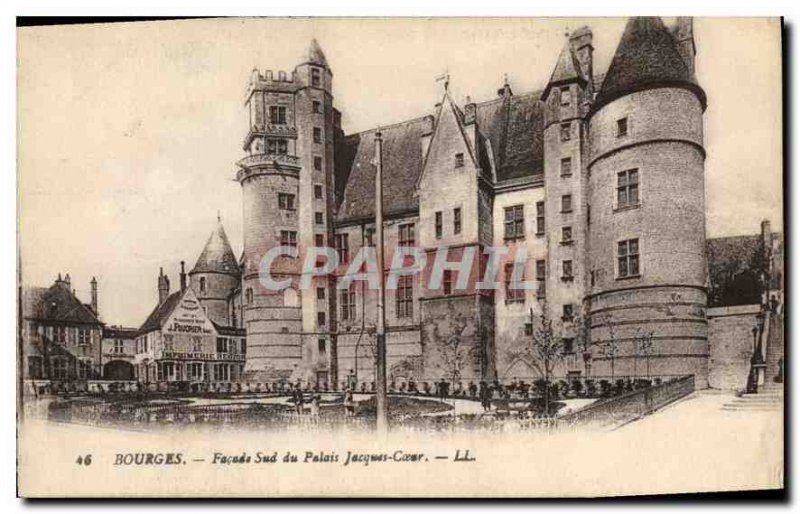 Old Postcard Bourges South Facade of the Palace Jacques Coeur