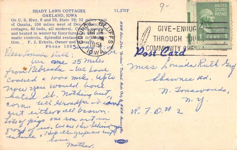 Oakland Iowa Shady Lawn Cottage Multiview Antique Postcard K41868