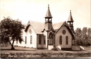 Real Photo Postcard Prof. Wm. Lyon Phelps Church in Huron City, Michigan