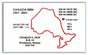 Postcard QSL CB Ham Radio Amateur Card From Woodstock Ontario Canada XM 44-22856 