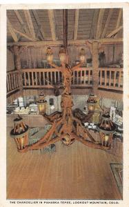 C64/ Lookout Mountain Colorado Postcard c1910 Chandelier Pahaska Tepee Interior