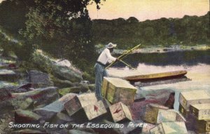 british guiana, Guyana, Demerara, Shooting Fish on Essequibo River (1900s)