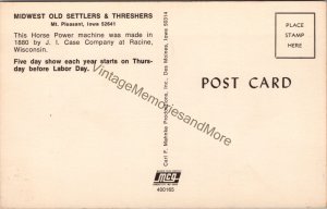 Midwest Old Settlers & Threshers Mt. Pleasant Iowa Postcard PC284
