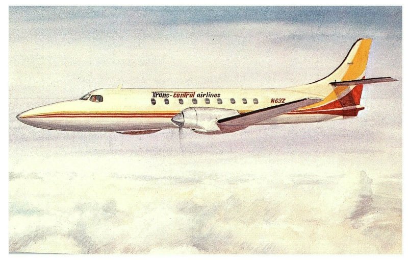 Trans Central Airlines Turbo Prop Metro Liner airline issued Airplane Postcard