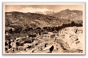 RPPC Panorama City View La Paz Bolivia UNP Postcard P28