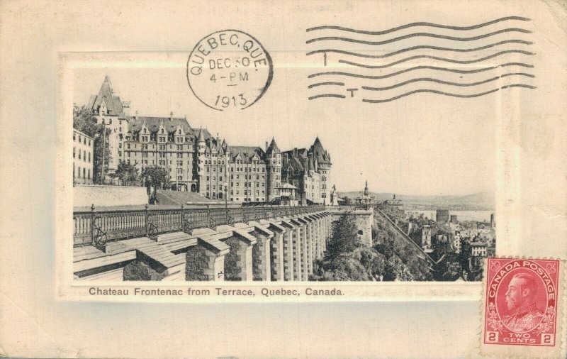 Canada Quebec Chateau Frontenac from Terrace Vintage Postcard 07.55 