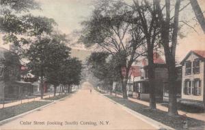 CORNING NEW YORK CEDAR STREET LOOKING SOUTH~L T GOODRIDGE PUBLISH POSTCARD 1910s