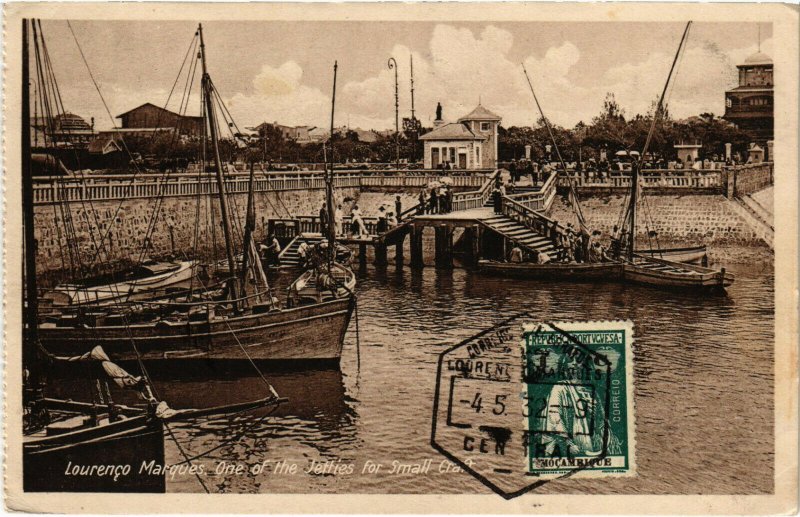 PC CPA MOZAMBIQUE, LOURENCO MARQUES, ONE OF THE JETTIES, POSTCARD (b20764)
