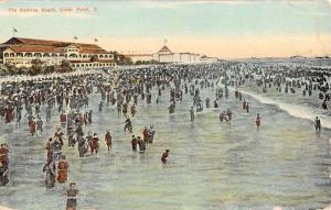 Cedar Point Ohio Bathing Beach Scene Birdseye View Antique Postcard K26371