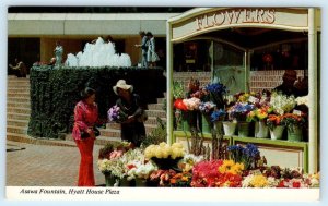 SAN FRANCISCO, CA ~ Flower Stand ASAWA FOUNTAIN Hyatt House Plaza 1970s Postcard