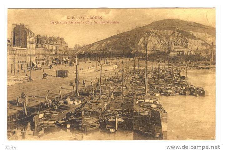 Rouen (Seine-Maritime), France, 1900-1910s ; Le Quai de Paris et le Cote Sain...