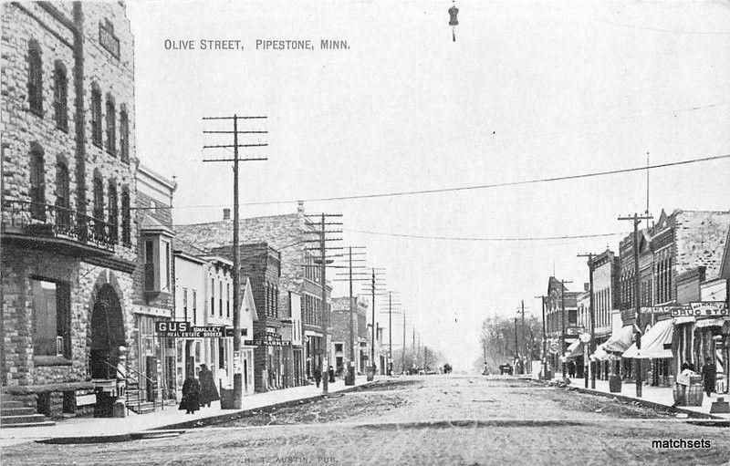 C-1910 Olive Street Pipestone Minnesota Austin postcard 4041