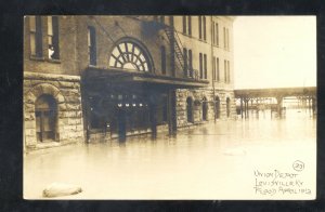 RPPC LOUISVILLE KENTUCKY 1913 FLOOD RAILROAD DEPOT STATION REAL PHOTO POSTCARD