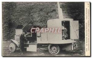 Old Postcard Militaria German automotive Canon intends shooting against airsh...