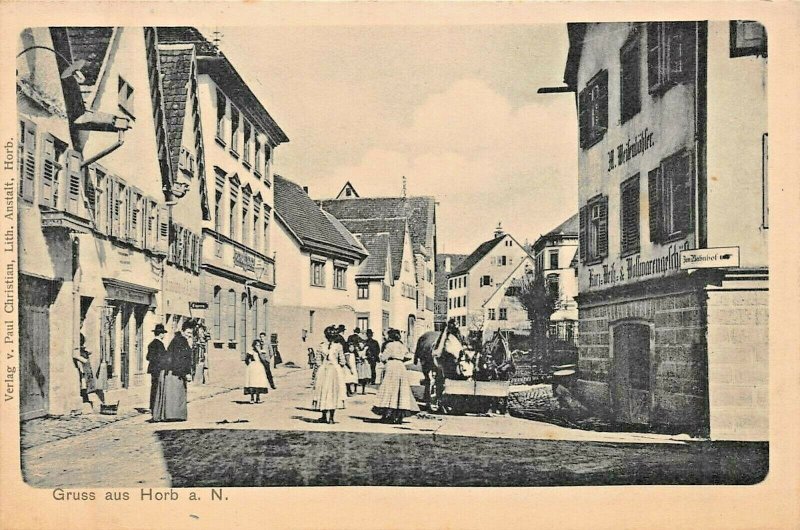 GRUSS aus HORB am NECKAR GERMANY~MARKTPLATZ~1900s PAUL CHRISTIAN PHOTO POSTCARD