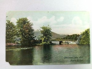 Chocorue Lake Rustic Bridge Scene NH New Hampshire Vintage Postcard