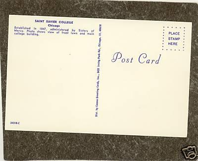 SAN XAVIER COLLEGE CHICAGO ILLL ILLINOIS Postcard