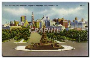 Postcard Old City Skyline From Benjamin Franklin Parkway Philadelphia Pa