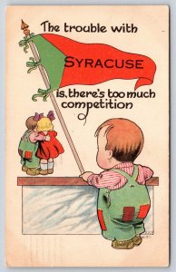 Too Much Competition in Syracuse New York~Poor Boy Looks @ Couple~1914 Pennant