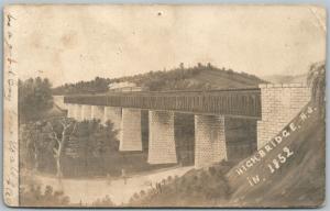 HIGH BRIDGE NJ RAILROAD BRIDGE  train 1906 ANTIQUE REAL PHOTO POSTCARD RPPC