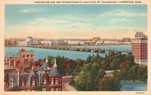Cambridge Massachusetts, 1943 Harvard Bridge & Institute Of Technology Postcard