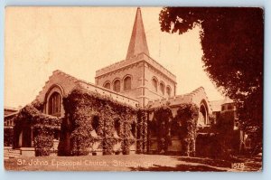 Stockton California CA Postcard St. John Episcopal Church Exterior 1912 Antique