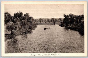 Postcard Hanover Ontario c1940s Saugeen River Grey County by PECO