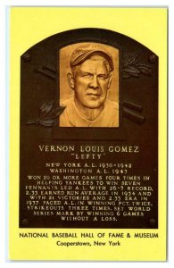 Lefty Gomez - Baseball Hall of Fame Plaque Postcard Signed