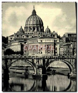 Postcard Modern Roma St Peter & # 39s Dome from the Lungotevere