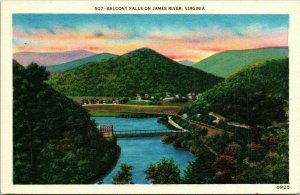 Balcony Falls James River Bridge Sunset Virginia VA WB Postcard VTG UNP Vintage 