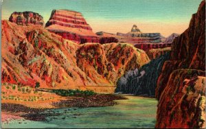Zoroaster and Colorado River Linen Grand Canyon Arizona AZ Linen Postcard B10