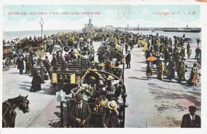 England Douglas Victoria Pier Visitors Arriving Vintage Postcard 09.19