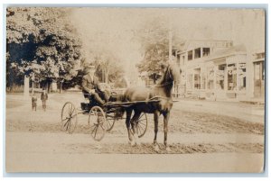 c1905 Druggist Post Office Horse Wagon Children RPPC Photo Antique Postcard