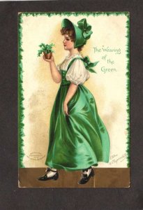 1908 Irish St Patrick Day Green Dress Ellen Clapsaddle Carte Postale Postcard