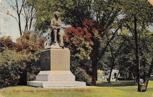 Chicago Illinois 1910 Postcard Hans Christian Anderson Statue Lincoln Park
