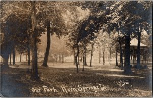 RPPC Our Park, Nora Springs IA Gazebo, Shade Trees c1909 Vintage Postcard B71