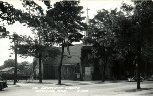 PC CPA US, MICH, LUDINGTON, COMMUNITY CHURCH, REAL PHOTO Postcard (b14942)