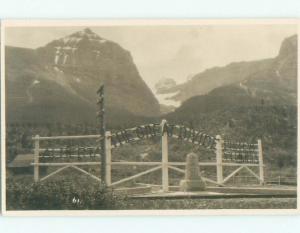 old rppc HISTORIC SIGN Great Divide - Banff Lake Louise Alberta & Field BC W0873