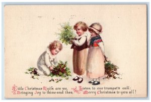 1920 Christmas Children Berries And Mistletoe Wolf South Manchester CT Postcard 