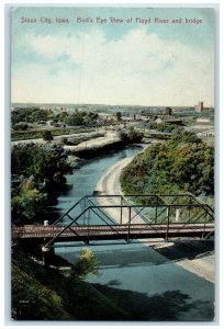 1910 Bird's Eye View Of Floyd River And Bridge Sioux City Iowa IA Postcard